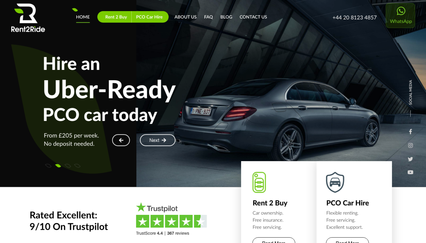 Website development for British Rent2Ride